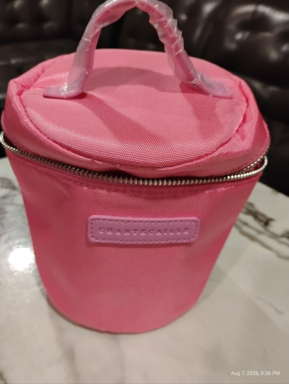 Chantecaille Bubblegum Pink Nylon Cosmetic Pouch with Zipper